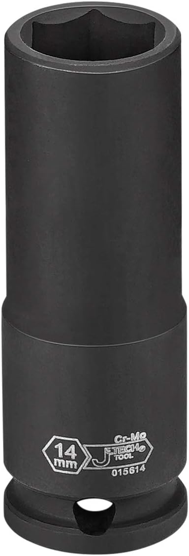 Jetech 3/8-Inch Drive 14mm Deep Impact Socket with 6-Point Design, Heat-Treated Chrome Molybdenum Alloy Steel, Metric