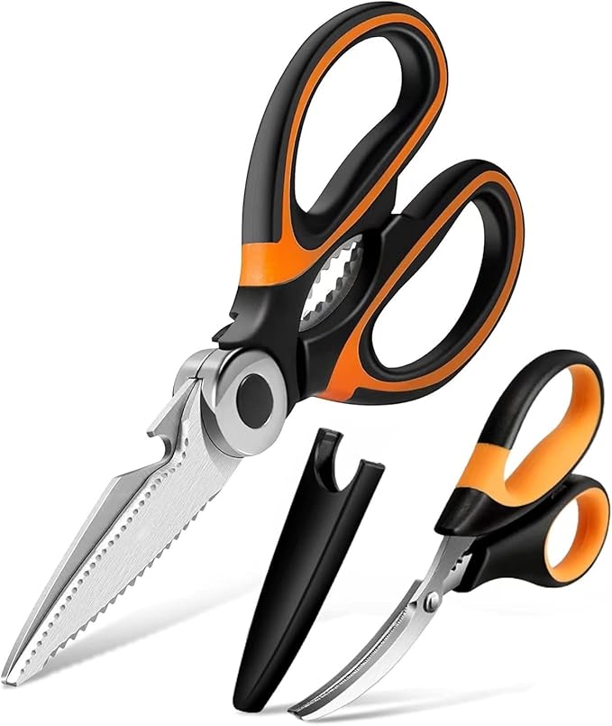 Kitchen Shears Set, Poultry Shears, Prawn Shears, Multipurpose Cooking and Herb Scissors, Heavy Duty Shears, Light-Weight Scissors for Cutting Food (Set of 3)