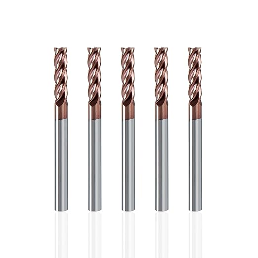 NZ 4 Flute 1/8" Square End Mill Set with TiSiN Coating, Milling Cutter HRC55 for Machining Hardened Steel, Stainless Steel, Titanium Alloy, Alloy Steel, Cast Iron