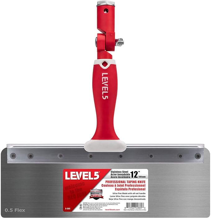LEVEL5 12" Offset Knife, 0.5mm Stainless Steel FLEX Blade | Soft-Grip Handle | 5-385