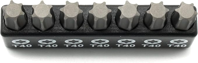 7 pc T40 Torx Star 6 Point T-40 Screwdriver Impact Ready 1 Inch Length Insert Bits Hex Shank with Quick Release Slot