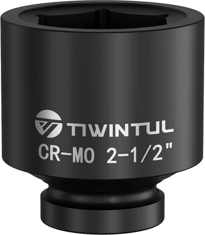 2-1/2" Impact Socket 1" Drive, 6 Point Design, CR-MO, ANSI Certified, Large & Spindle Nut Socket 1 Inch Drive for Heavy Truck, Construction, Oilfield & Equipment Service