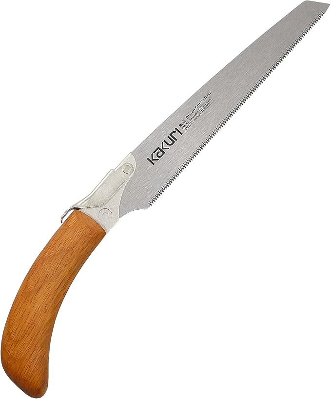 KAKURI Japanese Pull Saw Rough Cut 8.2" for Woodworking - Professional Handsaw for Fast Wood Cutting - Red Oak Handle with Oil Finish - Tool-Free Blade Replacement - Made in Japan