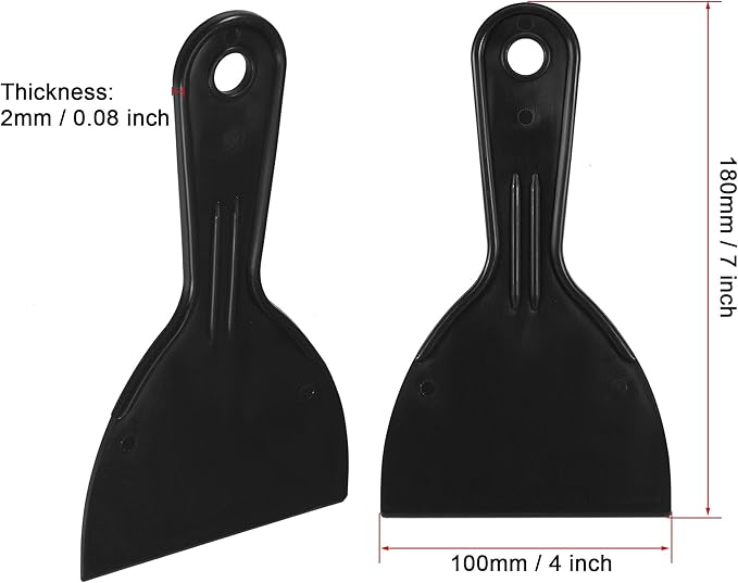 uxcell Putty Scraper 4" ABS Plastic Spatula Drywall Patch Repair Spreader Wall Covering Smoother Black 4Pcs