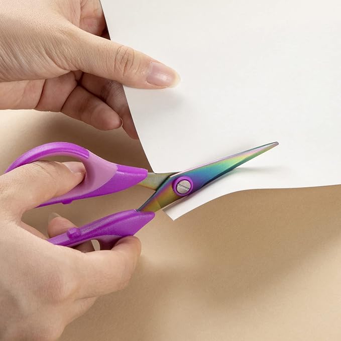3PCS Purple Craft Scissors, Sharp Tailor Scissors, Titanium Blades Shears Rubber Soft Grip Handle, Multi-Purpose Fabric Scissors for Adults, Office, Sewing, School and Home Using