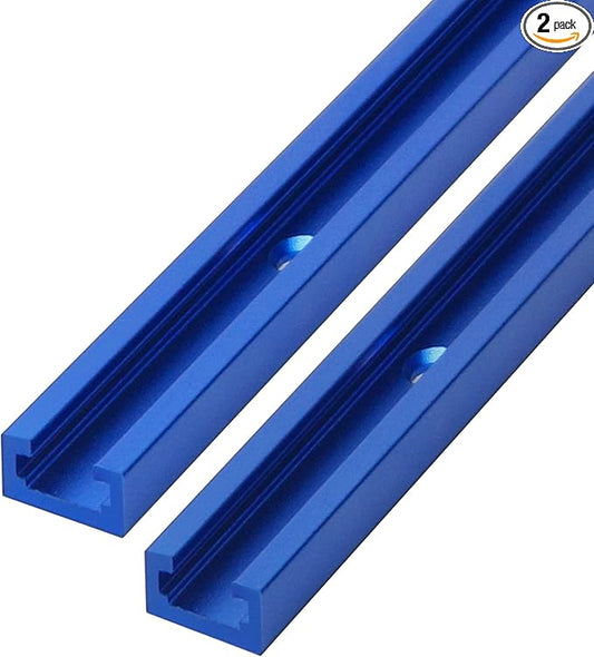 2 Pack 36" T Track for Woodworking, Aluminum Alloy Woodworking Tools Kit Double Cut Profile Universal T-Tracks with Predrilled Mounting Holes,Anodized Blue