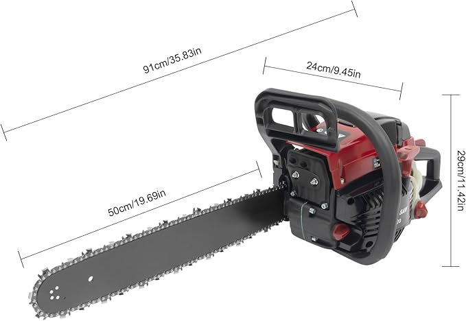 58CC 20 Inch Gas Chainsaw, 3.2HP 2 Stroke Top Handle Gasoline Powered Chain Saw with Guide Bar for Tree Wood Cutting, Portable Gas Chain Saws for Garden Pruning, Forest Logging