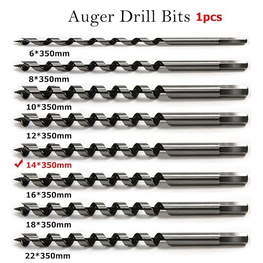 SagaSave 14 * 350mm Wood Auger Drill Bit, Ship Auger Long Drill Bit for Soft and Hard Wood, Plastic, Drywall and Composite Materials, 1Pcs