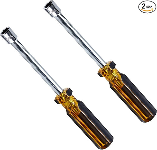 2Pcs 11mm Socket Wrench Screwdriver, Hex Socket Wrench High-Carbon Steel Hexagon Nut Driver Non-Magnetic Tip Hex Nut Screwdriver Hand Tool for Repairs(Plastic Handle)