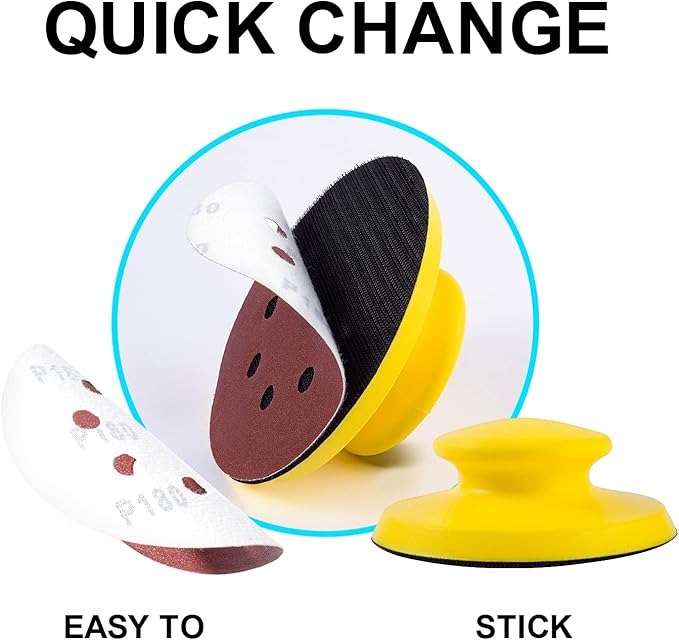 Hook and Loop Hand Sanding Block 5 Inch Mouse and Round Sanding Holder 2 PCS Hand Sanding Pad for Woodworking Hook Backing Sandpaper Holder for Furniture