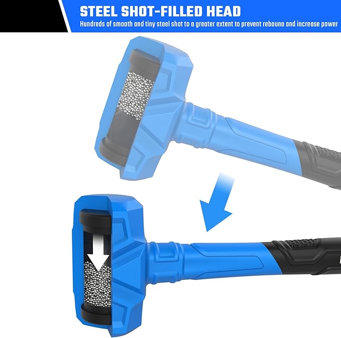 REAL STEEL Dead Blow Hammer 28 Oz Rubber Mallet Non-Marring and Sparking Resistant with Steel Shot-filled Head Ideal for DIY,Automotive,Furniture (0317)