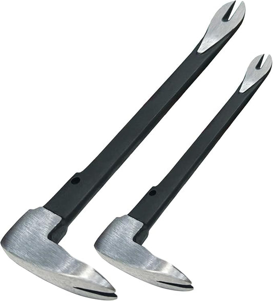 WEDO Pry Bar Set 2PCS,8"+12" Flat Pry Bar,Nail Puller Set,High Carbon Steel Crowbar,Cat Paw Nail Remover,Utility Claw Bar Tool for Home Remolding,Woodworking