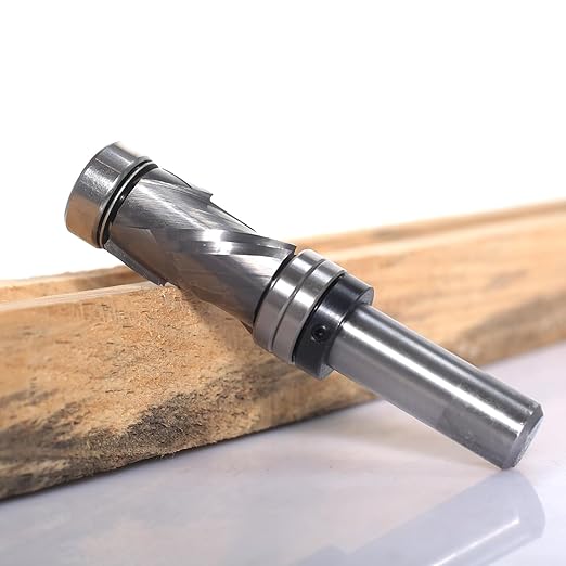 Compression Top and Bottom Bearing Flush Trim Router Bit 1/2 Shank - 3/4" Cutting Dia, 1-3/16" Height, Carbide Spiral Up-Down Pattern Template Flush Cut Router Bit, for Wood Trimming