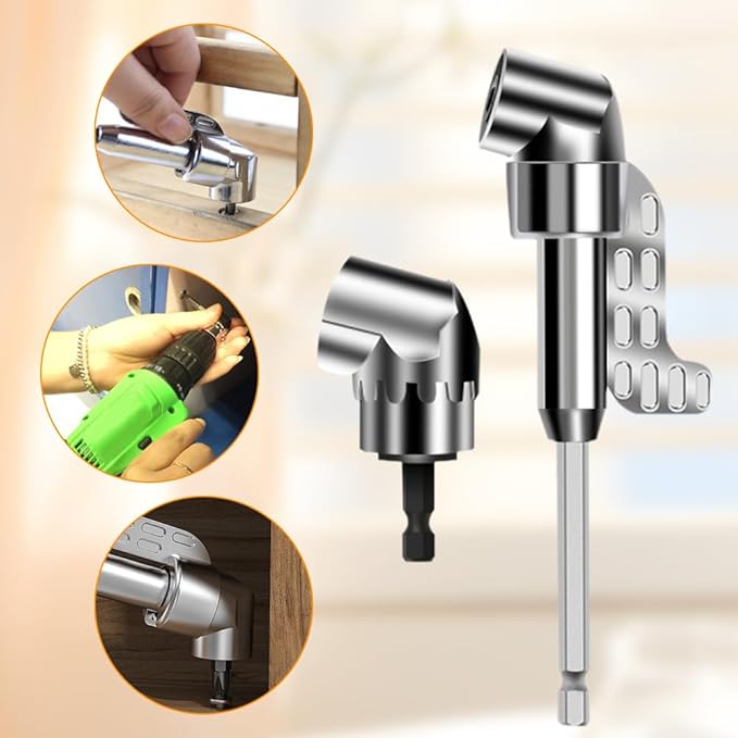 105 Degree Right Angle Drill Bit Holder, 2025 New Corner Tool Screw Hub with Multi-function Bend Screwdriver Bit, Angle Extension Bit Kit with 12 Screwdriver Bits for Household Work (Long)