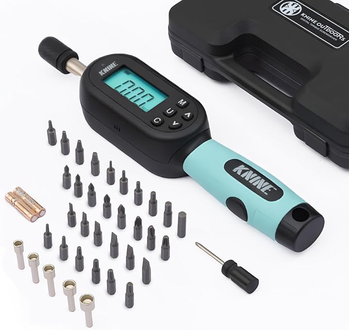 KNINE OUTDOORS 1/4 inch Digital Torque Screwdriver Wrench Driver Set, Inch Pounds lbs for Maintenance, 10-100 in-lb (1.2??2 Nm), Hex Bits, For Tools, Bike Repairing and Mounting
