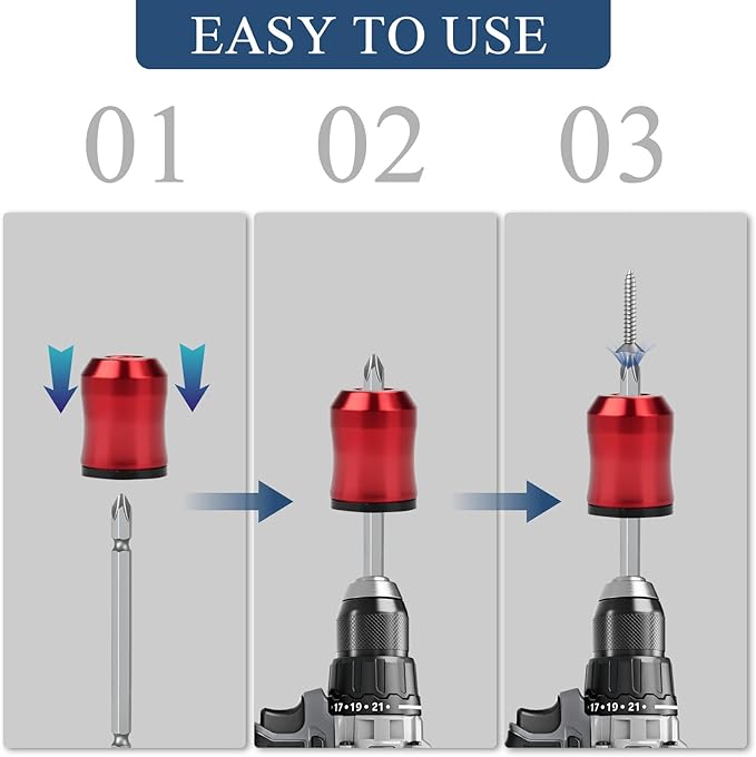 6pcs Magnetic Screw Holder, Screwdriver Head Magnetic Ring Magnetic Screw Ring with 3 Pieces Ph2 Screwdriver Bit Set, Bit Magnetizer for 1/4 Inch/ 6.35 MM Hex Screwdriver & Power Bits