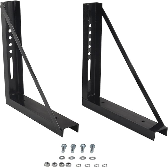 24 X 18 X 18 Inch Steel Truck Underbody Tool Box with T-Handle Latch, and Pair 18 x 18 Inch Welded Black Structural Steel Mounting Brackets