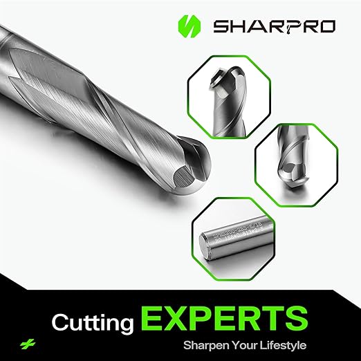 Carbide Ball Nose End Mill 2 Flute 5/16 Inch SHK. and Cutting Dia. 3D Carving, High-Speed and Deep Cutting, AlCrN Coated, Apply for Alloy Steel, Stainless Steel and Various Cast Iron.