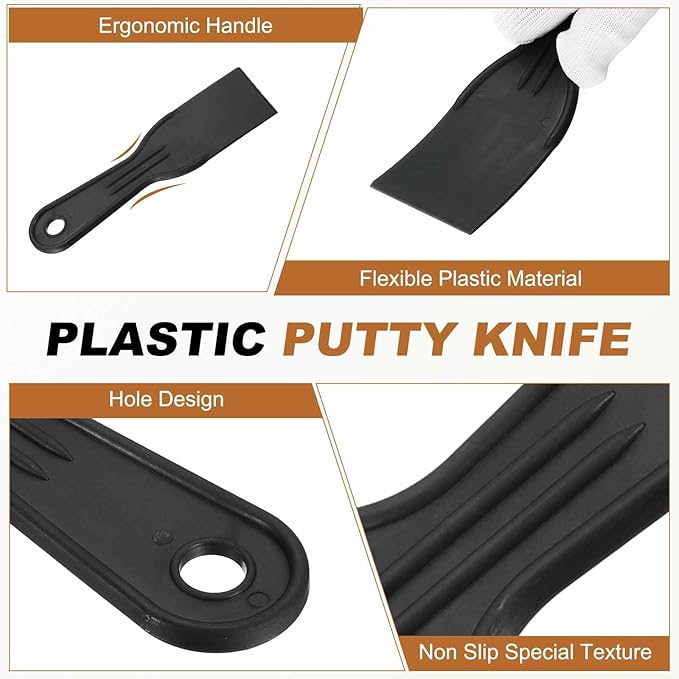 HARFINGTON 20pcs Putty Knife Scraper 2" Width Flexible Plastic Putty Knife Paint Scraper Tool for Taping Drywall Spreading Painting Wall Scratching Black