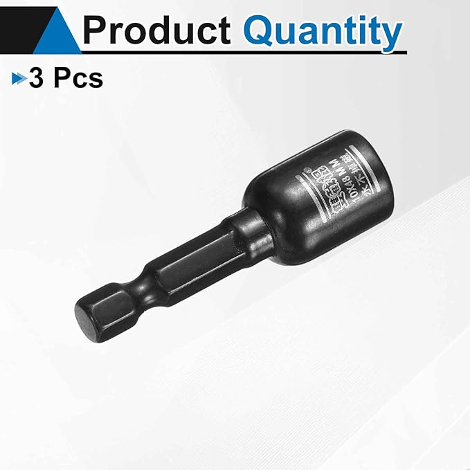 HARFINGTON 3pcs Nut Driver Drill Bit 10mm Metric Socket 1/4" Hex Shank 2" (50mm) Long Magnetic 6-Point Sockets Quick Change CR-V Steel Bolt Setters for Power Drill Drivers