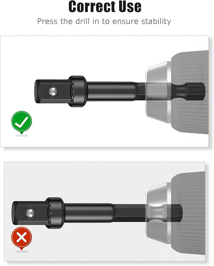 3/8 Impact Adapter Kit, 8 Pack Socket Adapter 1/4 Inch to 3/8 for Impact Driver, Automotive DIY, Extension Socket Bits, Handle Nut Driver and Drills