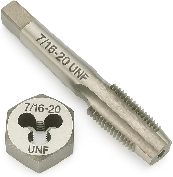 Yamesh 7/16"-20 Thread Tap and Die Set HSS Tap with GCr15 Alloy Steel Hex Die Right Hand Thread Repair Tool for Metalworking and Machinery