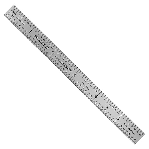 PEC Tools 6" Steel Ruler(3 Pack), 1/50" Thick X 1/2" Wide, Machinist Metal Ruler Scale with Markings 1/10", 1/50", 1/32", 1/64", Tempered Steel, Made in USA