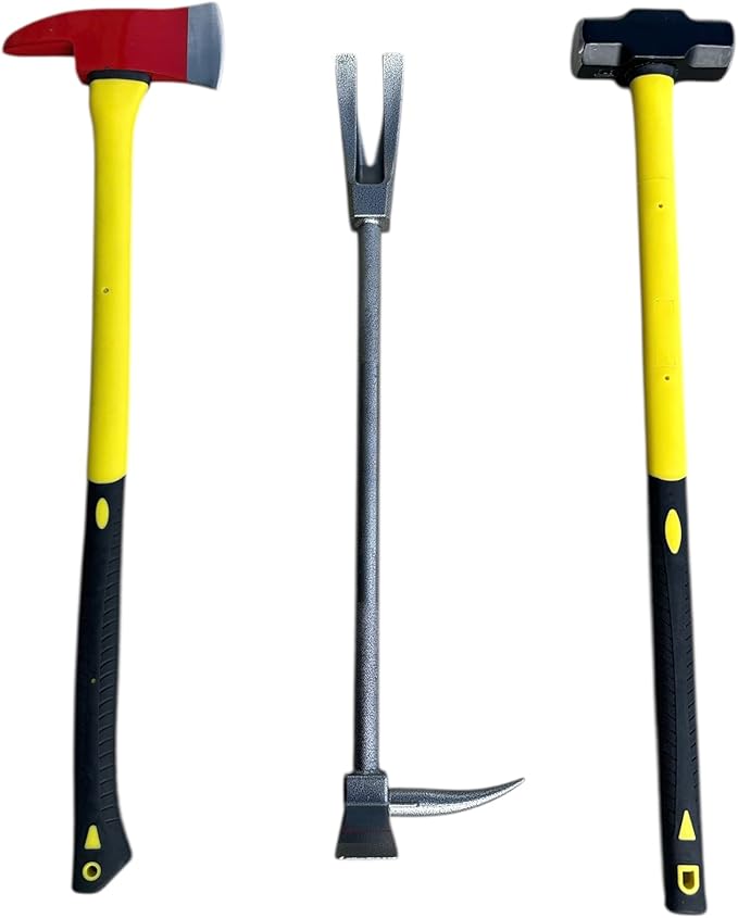 Redemption Tactical Fireman 3 Piece Breacher Starter Set with Fire Axe 8 Pound Sledge Breacher Up Halligan Pry Bar Hooligan Tool (30 Inch, Breacher Starter Pack)