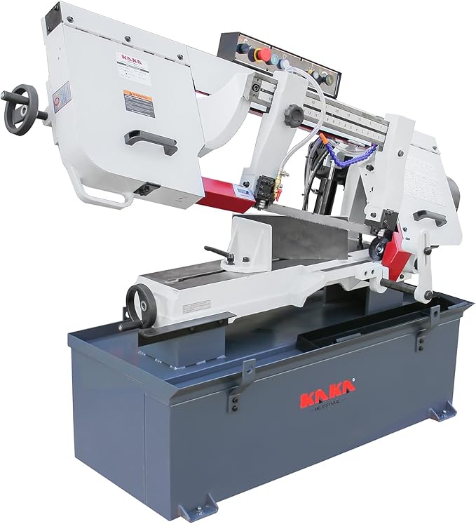 KAKA INDUSTRIAL Horizontal Metal Cutting Bandsaw,10 Inch (254mm) 2HP 220V Single Phase, 4-Speed, Hydraulic Feed, Coolant System, Steel Aluminum Pipe Structural Fabrication BS-1018B