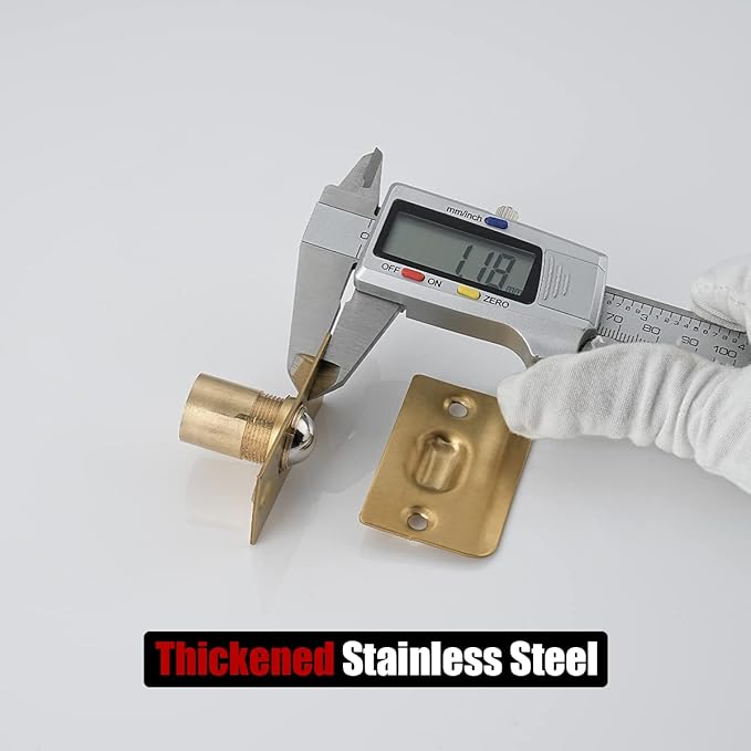 JQK Closet Ball Catch Door Hardware, Stainless Steel Catch Adjustable with Strike Plate, Gold Finish 2 Pack, HBC100-BG-P2