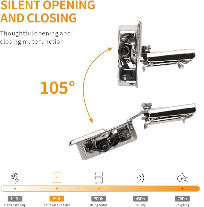 Chibery 50 Pack 1/2" Overlay 3D Soft Close Concealed Hinge for Face Frame Door, Smooth Slow Self Closing Hinges, Satin Nickel, Hidden 105째 Open Angle Stainless Steel Hinge for Kitchen Cabinet Door