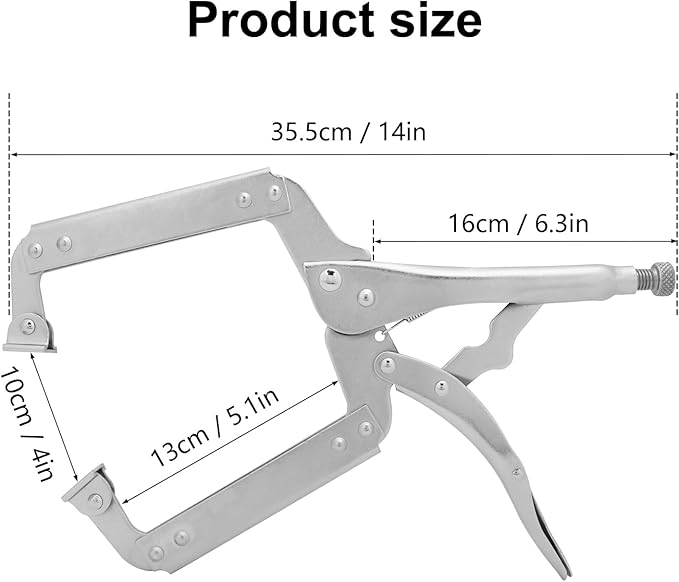 4 Pack 14 Inch C Clamp Locking Pliers,Locking C Clamp, Adjustable Nickel Plated C Pliers For Wood Working, Welding, Electrician Maintenance and more, by GENHAKON