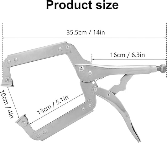 4 Pack 14 Inch C Clamp Locking Pliers,Locking C Clamp, Adjustable Nickel Plated C Pliers For Wood Working, Welding, Electrician Maintenance and more, by GENHAKON