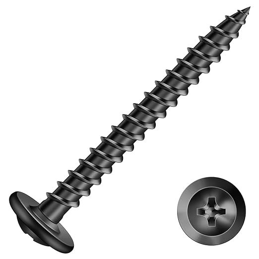 #8 x 1-1/2" Wood Screw 250Pcs Alloy Steel Standard Thread Truss Head Fast Self Tapping Black Oxide by SG TZH