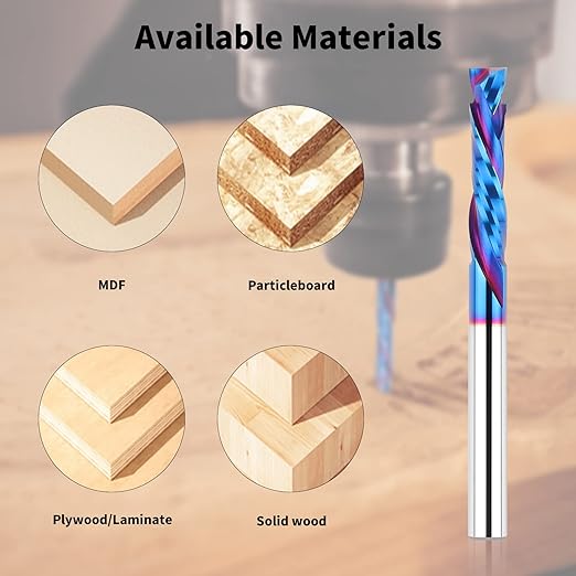 5PCS Compression Spiral Router Bits 1/4" Shank,1-1/4" Cutting Length, Extra Long 3 Inch, Carbide UP Down Cut CNC Router Bits End Mill for Wood Mortises Carving Engraving