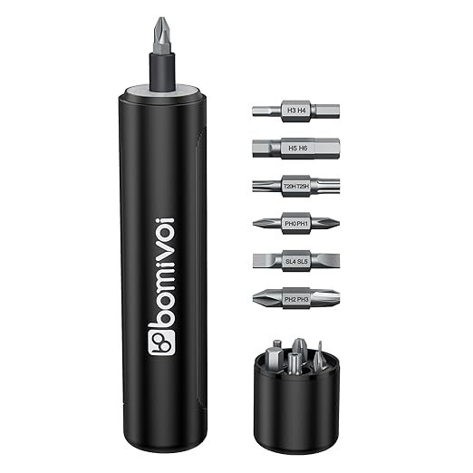 Electric Screwdriver, Rechargeable Cordless Power Screwdriver, 3 Torque Settings, Max 5 N.m, 1/4'' 6 Double-Ended Bits, 1500mAh Battery, LED Lights, Repair Tool for DIY Furniture Electronics