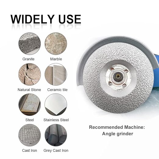 SHDIATOOL 5-Inch Diamond Grinding Cup Wheel for Granite Marble Iron Steel Masonry Convex Vacuum Brazed Grinding Disc Fits 7/8 Inch Arbor