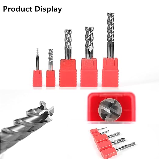 5pcs 5/16" Carbide Square End Mill Bits Set for Alloy Stees/Hardened Steels,Hrc55 Micro Grain Carbide Milling Cutter 4Flute CNC Router Bits with AlTiN Coating