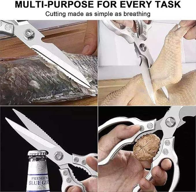 Multipurpose Kitchen Shears - Heavy Duty, Light-Weight, Large Scissors for Cutting Food (Poultry, Prawn, Cooking, Herb)