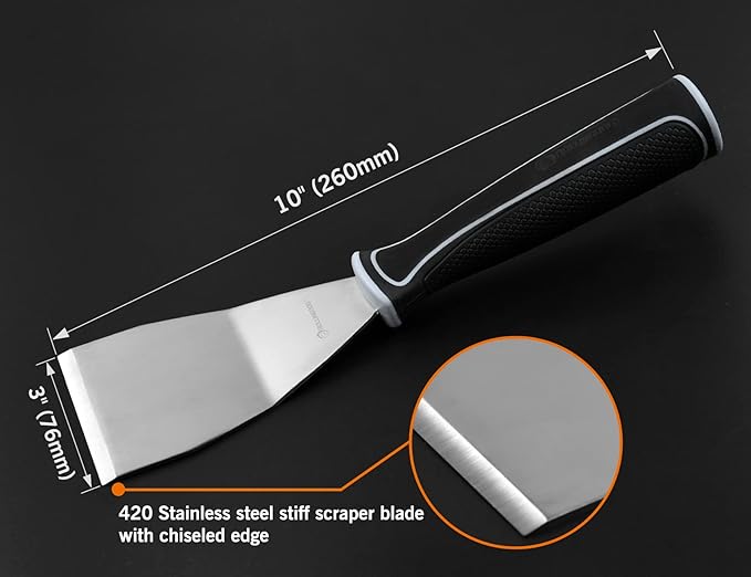 ROLLINGDOG 2PC 3 Inch Pole Scraper - Stainless Steel Bent Blade With Anti-Slip Rubber Handle, Heavy Duty Paint Remover Scraper Tool