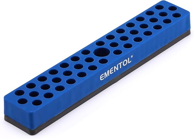 EMENTOL 1/4" Magnetic Bits Holder - Blue, 43PCS Hole, Bit Organizer with Strong Magnetic, Magnetic Bits Organizer