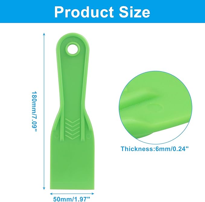 2 Inch Plastic Putty Knife Scraper, 5Pcs Flexible Spackle Knife for Spackling, Air Bubble Remover, Sticker Installation, Used for Repairing Walls, Pasting Plaster, Scraping Putty (Green)