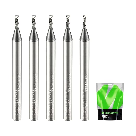 1.5MM End Mills 4MM Shank, 2 Flute Carbide Square Endmill with AlCrN Coated, Upcut Spiral CNC Router Bits for Alloy Steel, Metal and Stainless Steel（5PCS）