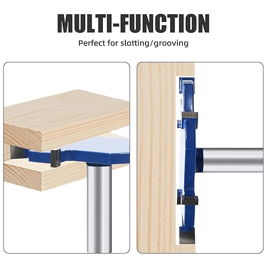 CNC Spoilboard Surfacing Router Bit, 1/2 Inch Shank Slab Flattening Router Bit, 6Wings Carbide Rabbet Slot Cutter for Woodworking, Wood Planing (3-11/32'' D, 5/16'' H)