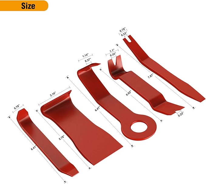 GOOACC 5PCS Auto Trim Removal Tool Kit No-Scratch Tool Kit for Car Audio Dash Window Molding Fastener Remover Tool Kit-Red