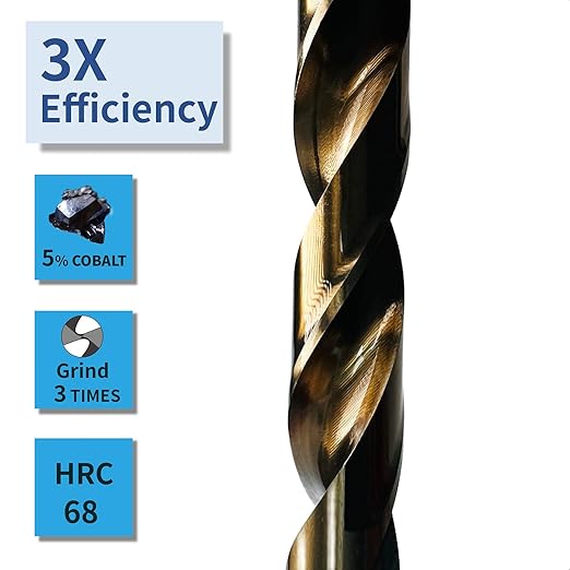 Cobalt Drill Bit Set (1/16-1/4 Inch, 13PCS), M35 High Speed Steel Twist Drill Bits for Stainless Steel, Hard Metal, Cast Iron, Plastic and Wood