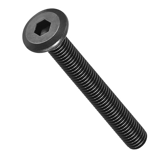 METALLIXITY Flat Head Hex Socket Cap Screws Bolts(M8-1.25x60) 10Pcs, Steel Hex Socket Furniture Bolts Screws - for Furniture Woodworking Project, Black