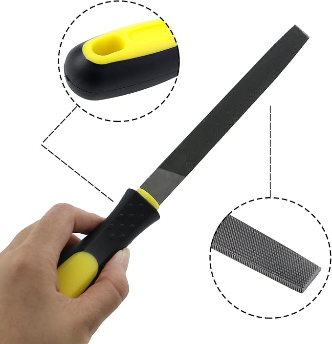 6inch Length Flat File, High Carbon Steel Hand File with Ergonomic Handle for Removing, Refining, Shaping and Scraping Projects