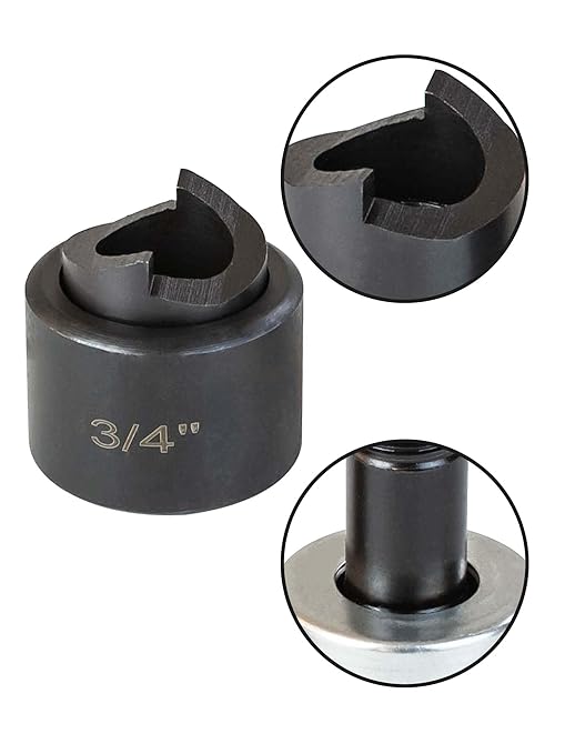 3/4" Conduit Knockout Punch Unit with Manual Draw Stud - 1.115" Actual Hole Size, Versatile Usage and Precise Punching Capability