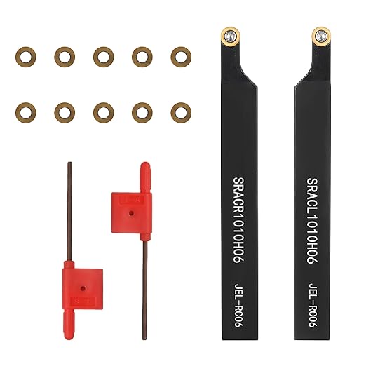 3/8"10mm Indexable Lathe Turning Tool12Pcs Kit- 2Pcs Metal Lathe Tools Holder Set with 10Pcs Round Carbide Insert Turning Inserts for Turning Grooving Boring Threading Cutting
